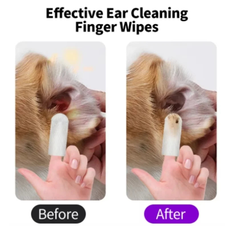 Pet Ear Cleaning Finger Wipes for Dogs & Cats (50 count)