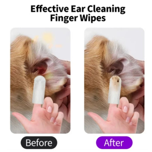 Pet Ear Cleaning Finger Wipes for Dogs & Cats (50 count)